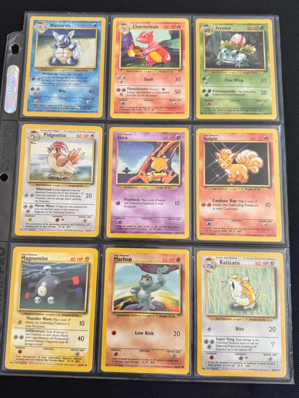 Pokemon Base Set 9 card lot - Vintage WOTC Starters